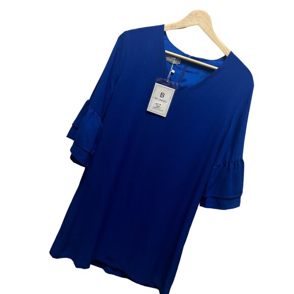 Belongsci NWT Royal Blue Bell Sleeve Tunic Dress - Picture 2 of 7